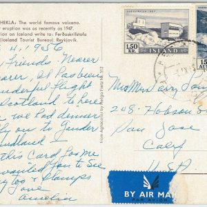 64659 -  ICELAND - POSTAL HISTORY -  POSTCARD to USA  1956 - WATERFALLS