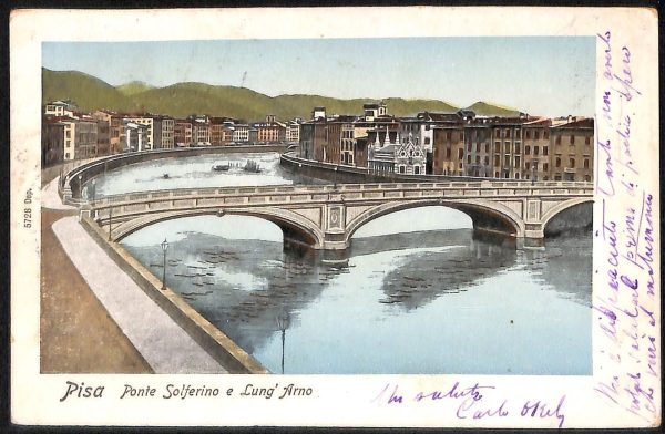 ad0082 - CARTOLINA D'EPOCA - Pisa Città - Ponte Solferino  1902
