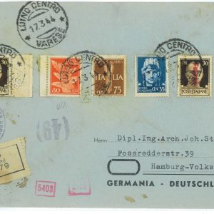 P2464 - ITALIA RSI , BELLISSIMA LETTERA PER LA GERMANIA, 17.3.1944, RACCOMANDATA