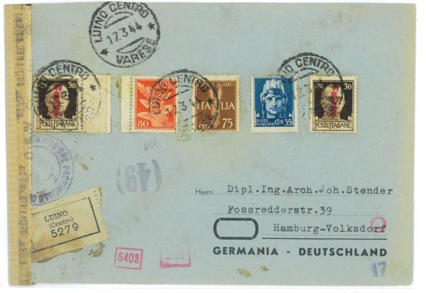 P2464 - ITALIA RSI , BELLISSIMA LETTERA PER LA GERMANIA, 17.3.1944, RACCOMANDATA