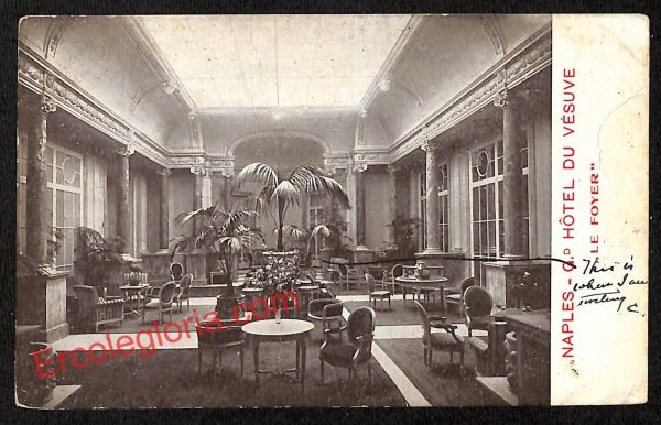 ah3373 - CARTOLINE D'EPOCA - Napoli Citta - Grand Hotel Du Vesuve  ''Le Foyer''