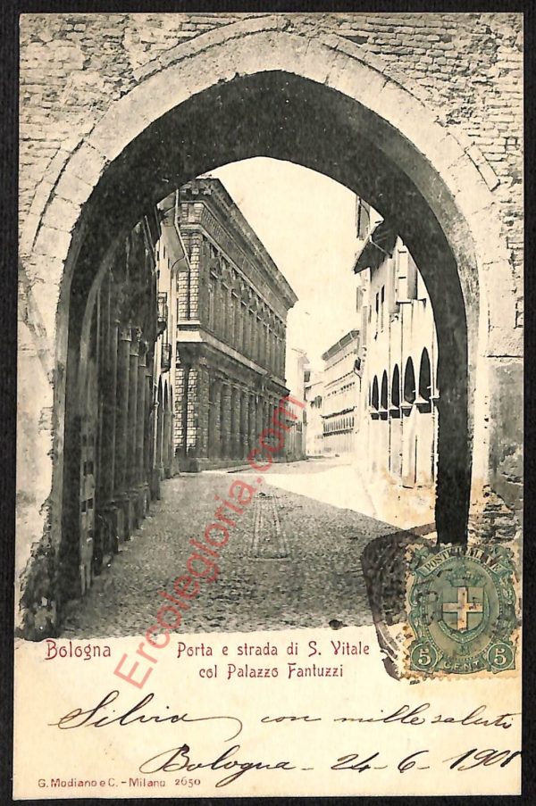 ae2524 - CARTOLINA  D'EPOCA - Bologna - Porta S. Vitale col Palazzo Fantuzzi