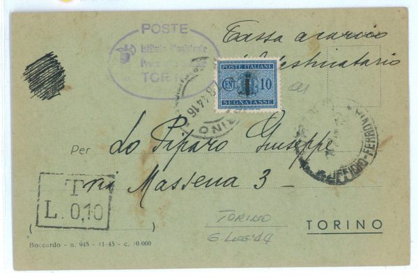 P2457 - ITALIA RSI , ST 61 ISOLATO, USATO COME SEGNATASSE 7.8.1944