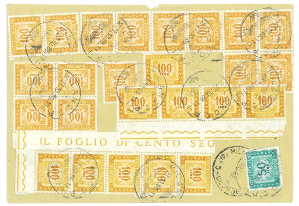 P4261 - ITALIA , IMPRESSIONANTE RETRO CON 25 !!!!! SGNATASSE DI L100 + 1 DI L50 - immagine 2