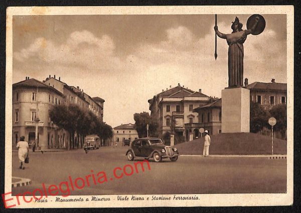ah5870 - CARTOLINA  D'EPOCA - Pavia Città - Monumento a Minerva