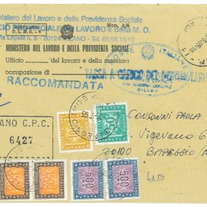 P4263 - ITALIA , BELLA LETTERA TASSATA CON I VALORI ALTI IN ARRIVO A BAREGGIO