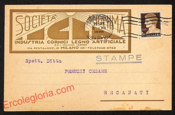 ag9070 - CARTOLINA D'EPOCA - Milano Città - Società  I.C.L.A.