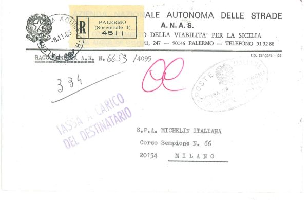 P4264 -ITALIA ,  LETTERA TASSATA IN ARRIVO A MILANO 1985