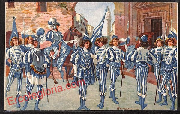 ai5481 - CARTOLINA D'EPOCA - Siena Città - Comparsa della Contrada dell' Onda