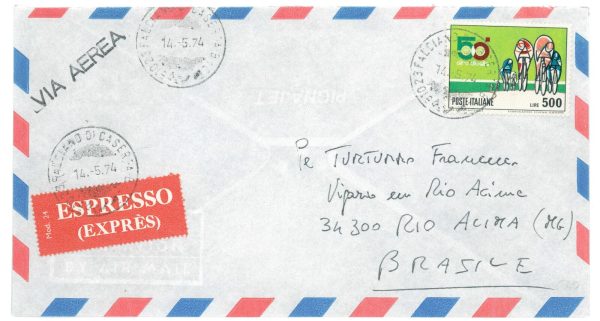 P2632 - ITALIA , GIRO D’ITALIA, 500 LIRE, RARO USO ISOLATO 14.5.1974