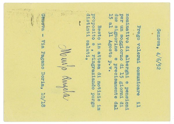P2635 - ITALIA , CARTOLINA POSTALE, “BARBUS” R 91 (FILAGRANO) 1952, USATA - immagine 2