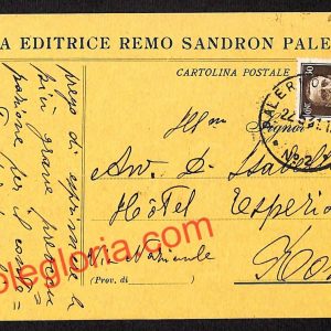 ah5069 - STORIA POSTALE - Palermo Città - Casa Editrice Remo Sandron Palermo