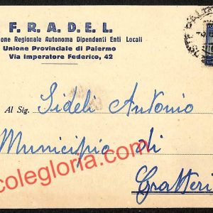 ah5070 - STORIA POSTALE - Palermo Città - F.R.A.D.E.L.