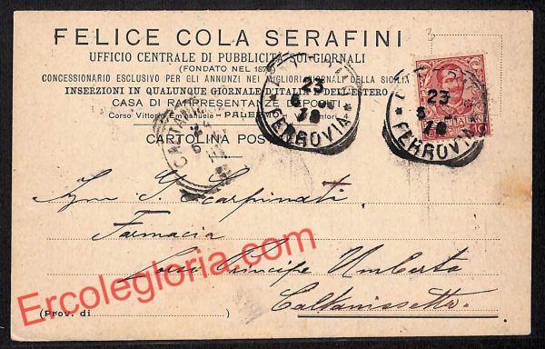 ah5071 - STORIA POSTALE - Palermo Città - Felice Cola Serafini
