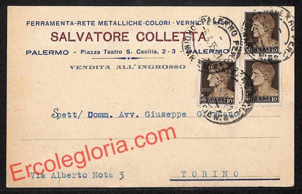 ah5072 - STORIA POSTALE - Palermo Città - Salvatore Colletta