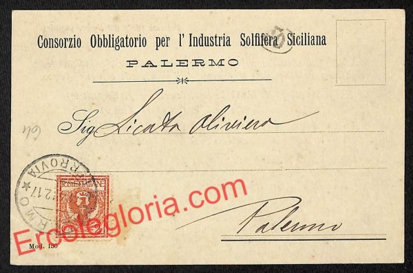 ah5079 - STORIA POSTALE - Palermo Città - Consorzio Solfifero