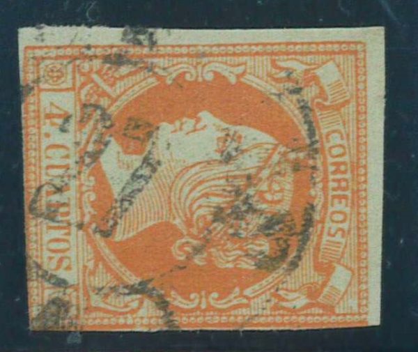 P3288 - SPAIN 1860-61 , EDIFIL 52 USED RUEDA DE CARRETA 27