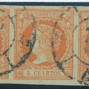 P3288 B - SPAIN , EDIFIL NR. 52 STRIP OF THREE R.C. NR. 37 LUXUS