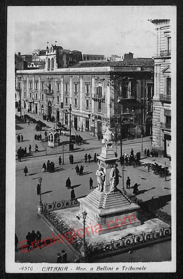 ae4643 - CARTOLINA D'EPOCA - Catania Città - Monumento a Bellini e Tribunale