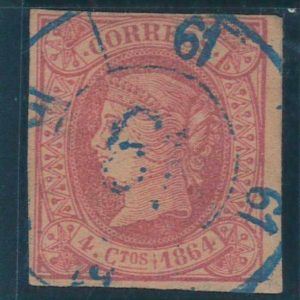 P3288 I - SPAIN , EDIFIL NR. 64 RC. 61 IN BLUE,