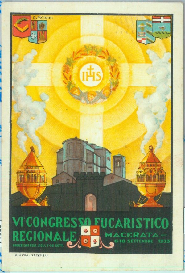 85553  - CARTOLINA d'Epoca: MACERATA città -  ILLUSTRATA: Cong. EUCARISTICO 1933
