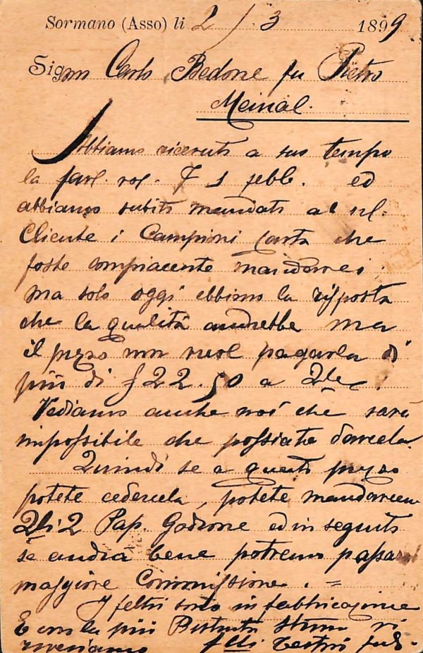 ab6131 - CARTOLINA  D'EPOCA - Como Provincia : ASSO 1899 - immagine 2
