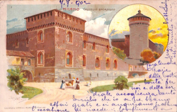 ac3666 - CARTOLINA  D'EPOCA - Milano Città -  Castello Sforzesco  1902