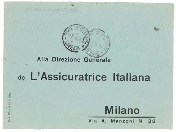 P2474 - ITALIA RSI , 15.6.1944 DA  TORRE DE’ PICENARDI (CR.) SENZA FRANCOBOLLO, - immagine 2