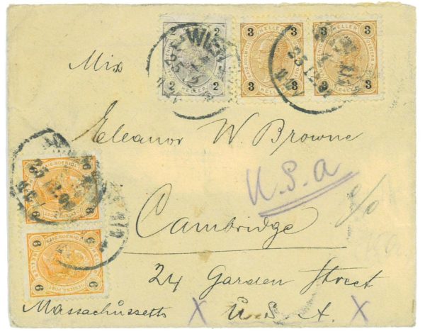 P3910 - AUSTRIA 1902, 25.12, INCREDIBLE PIECE ,WITH 17 STAMPS ,