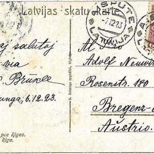 22728  -  LATVIA  - POSTAL HISTORY -  POSTCARD to  AUSTRIA  1923
