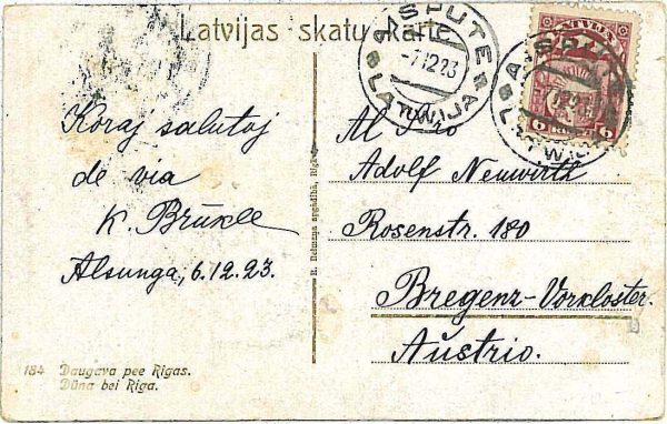 22728  -  LATVIA  - POSTAL HISTORY -  POSTCARD to  AUSTRIA  1923