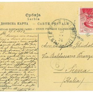 P3919 - SERBIA, 1913 POST CARD , RED CROSS HOSPITAL TO ITALY