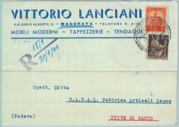 85564 - CARTOLINA d'Epoca: MACERATA città -  PUBBLICITARIA 1949