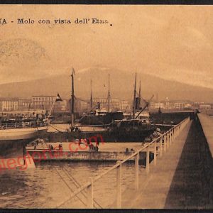 ae4687 - CARTOLINA D'EPOCA - Catania Città - Molo con vista dell' Etna