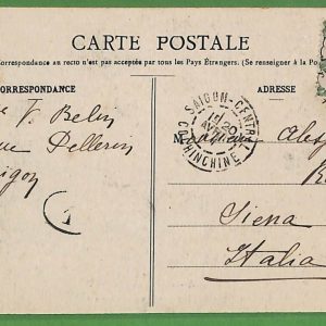 ad6478 -  INDOCHINE - Postal History - POSTCARD from SAIGON to ITALY Siena 1911
