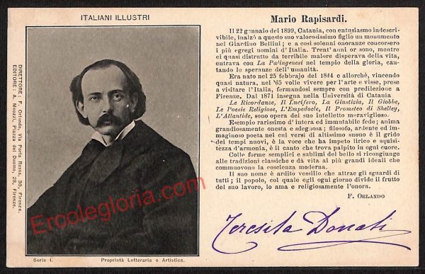 ae4693 - CARTOLINA D'EPOCA - Catania Città - Mario Rapisardi