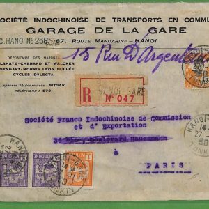 ad6483 -   INDOCHINE - Postal History - REGISTERED COVER : HANOI to FRANCE 1930