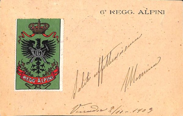 ac6859 - CARTOLINA D'EPOCA - REGGIMENTALI  -  Alpini  1903