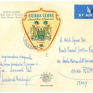 P4297 - SIERRA LEONE 1968 10 CT. AIR MAIL STAMP,  FANCY SHAPE ON CARD TO ITALY