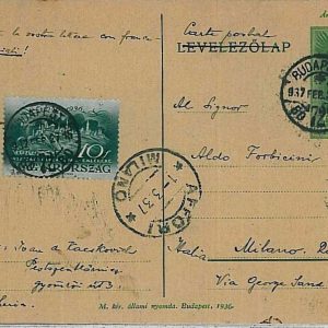 36954 - HUNGARY - POSTAL HISTORY - stationery to  ITALY 1937 - birds EAGLES