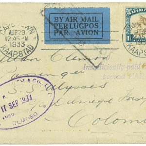 P4298 - SOUTH AFRICA. LETTER TO COLOMBO, WITH VARIOUS INTERESTING MARKS