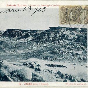 P0304 - ERITREA  - Storia Postale - Sass # 12 coppia su CARTOLINA da ASMARA 1903