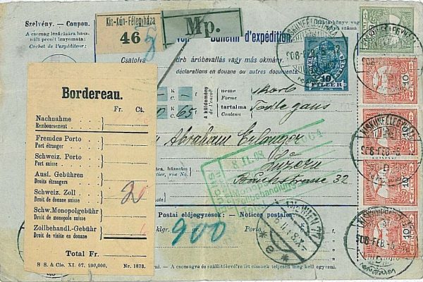 14079 - HUNGARY Magyarország - POSTAL HISTORY: PARCEL FORMULAR CARD to WIEN 1908