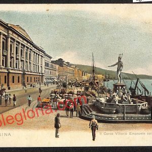 ag8395 - CARTOLINA D'EPOCA - Messina Città - Corso V. Emanuele col Nettuno