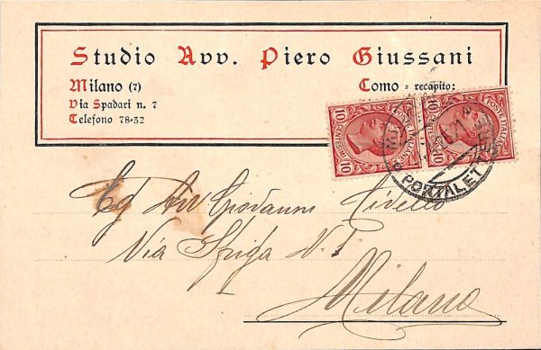 ab6101 - CARTOLINA  D'EPOCA - Como Città : STUDIO AVV. PIETRO GIUSSANI 1925
