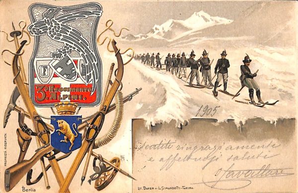 ac6865 - CARTOLINA D'EPOCA - REGGIMENTALI  -  Alpini  1905