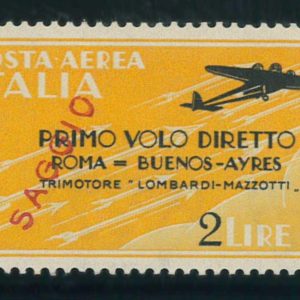 P3304 A - ITALIA , PRIMO VOLO DIRETTO ROMA BUENOS AIRES, 2 L.,SOVRASTAMPA SAGGIO
