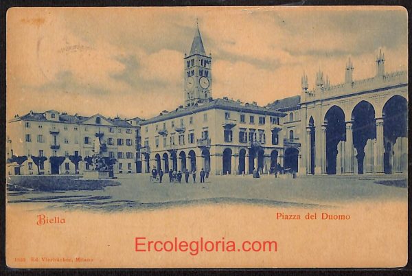 ae1782 - CARTOLINA  D'EPOCA - Biella Città - Piazza del Duomo
