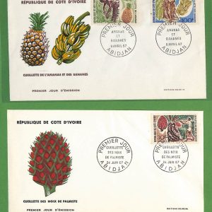ad6470 -  COTE D'IVOIRE - Postal History - SET of 2 FDC COVER 1967 - FRUIT Food