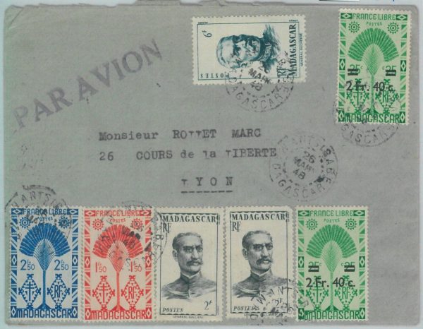 80990 -  MADAGASCAR  - POSTAL HISTORY - AIRMAIL COVER from NANTSIRABE  to FRANCE
